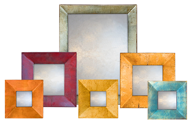 swept mirror category shot, showing collage of different swept mirrors with black frames and various designs.