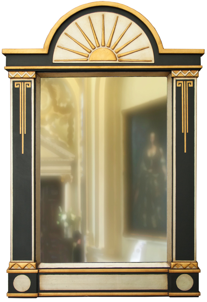 art-deco-mirror--ornate-sun-burst--f-copy mirror with gilded gold finish and an art deco ornate sun burst shape.