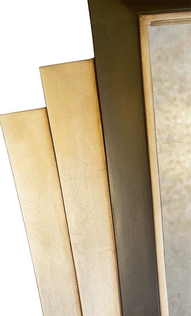 art-deco-wall-mirror-handmade-mirror-d1-copy mirror with gilded gold finish and an art deco wall shape.