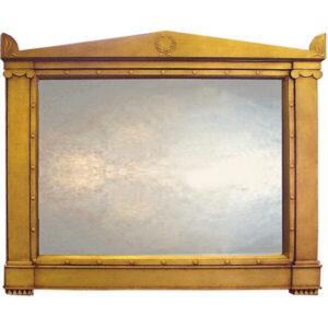 Empire style gold classical overmantle mirror.