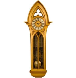 Gothic style large Vintage Case Clock in gold & silver.
