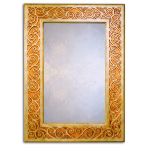 Klimt inspired Art Deco Rectangular Mirror in silver.