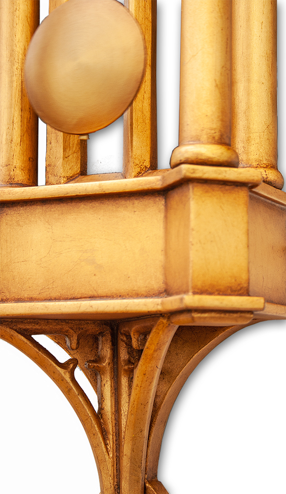 Large Gold Gothic Pendulum Case Clock. Large Gold Gothic Pendulum Case Clock.