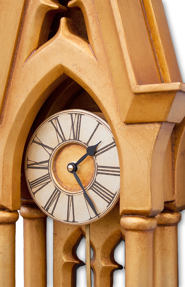 Large Gold Gothic Pendulum Case Clock. Large Gold Gothic Pendulum Case Clock.