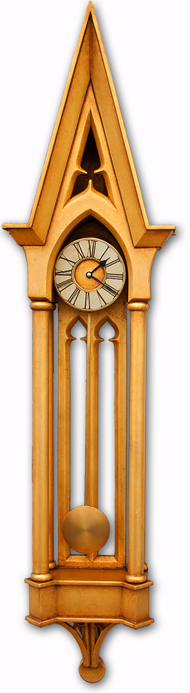 Large Gold Gothic Pendulum Case Clock.