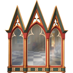 Large Gothic Triptych Mirror.