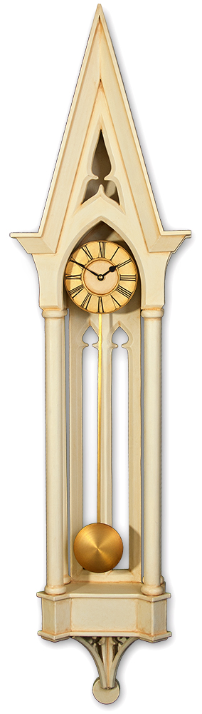 lLarge White Gothic Pendulum Case Clock. Large White Gothic Pendulum Case Clock.