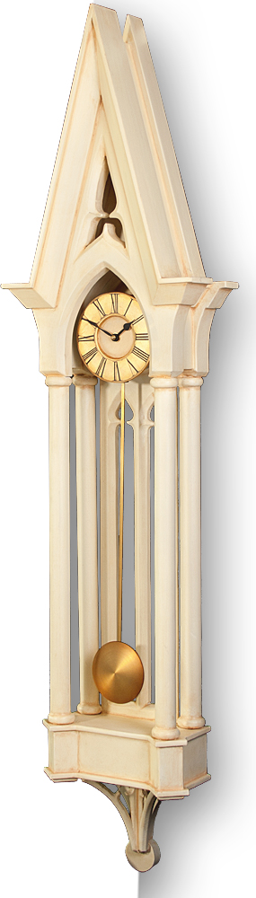 Large White Gothic Pendulum Case Clock. Large White Gothic Pendulum Case Clock.