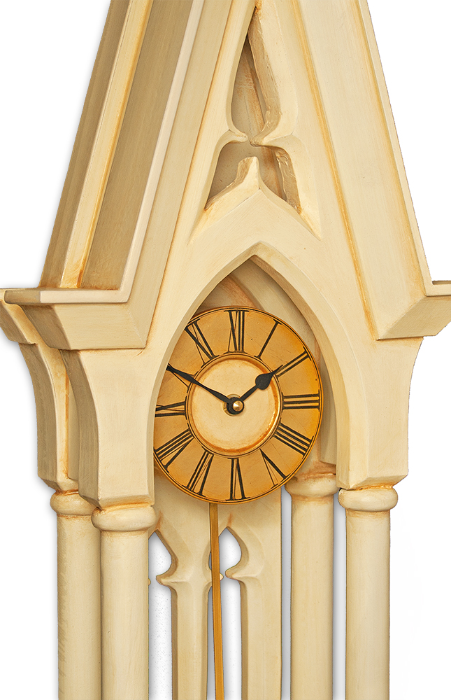 lLarge White Gothic Pendulum Case Clock. Large White Gothic Pendulum Case Clock.