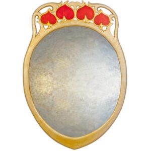 Liberty style Art Deco Large Round Decorative Mirror in silver & red.