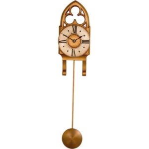 Small gold Vintage Wall Clock with Trefoil Pediment.