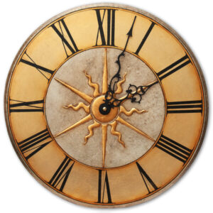 Medium Vintage Round Wall Clock in gold & silver.