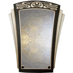 Ornate Art Deco Fan Decorative Mirror in black & silver.