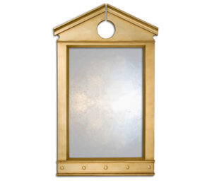 Palladian classical style silver overmantle mirror.