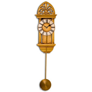 Small gold Vintage Wall Clock with ornate fleur-de-li-crest.