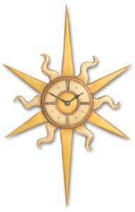 Small gold & silver Sun shaped Vintage Wall Clock .