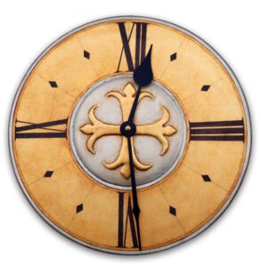 Small Vintage Round Wall Clock in gold & silver.